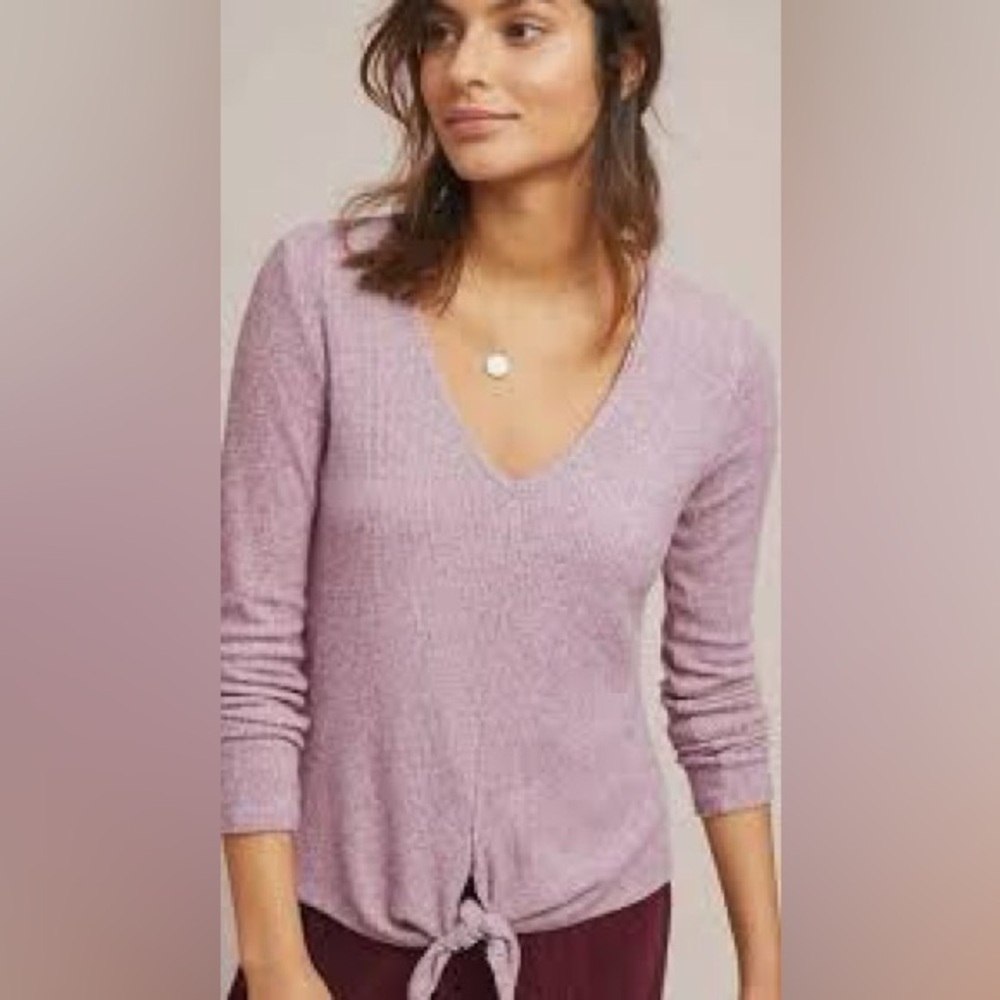 Anthro Moth S Freeport Tie Front Knit Sweater
